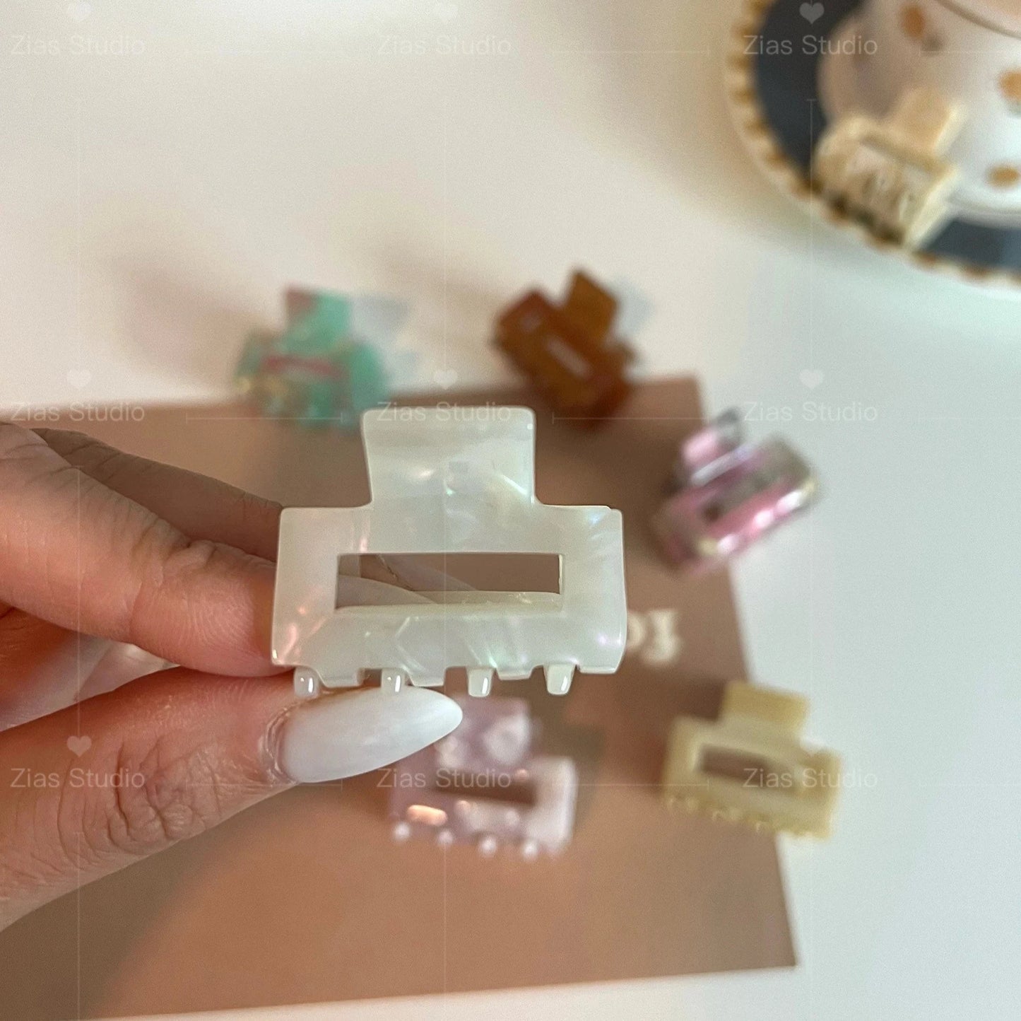 Tiny cute rectangular hair clip